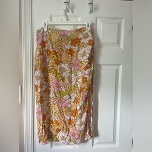 Anthropology Floral midi skirt with slit